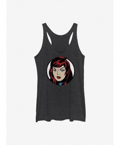 Trendy Marvel Black Widow Framed Cartoon Portrait Girls Tank Widow Girls Tank $10.15 Tanks