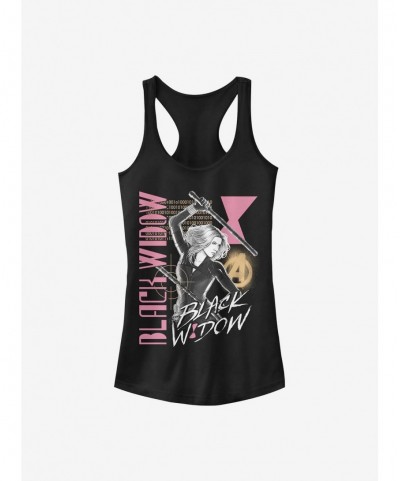 Discount Marvel Black Widow Retro Girls Tank $6.37 Tanks