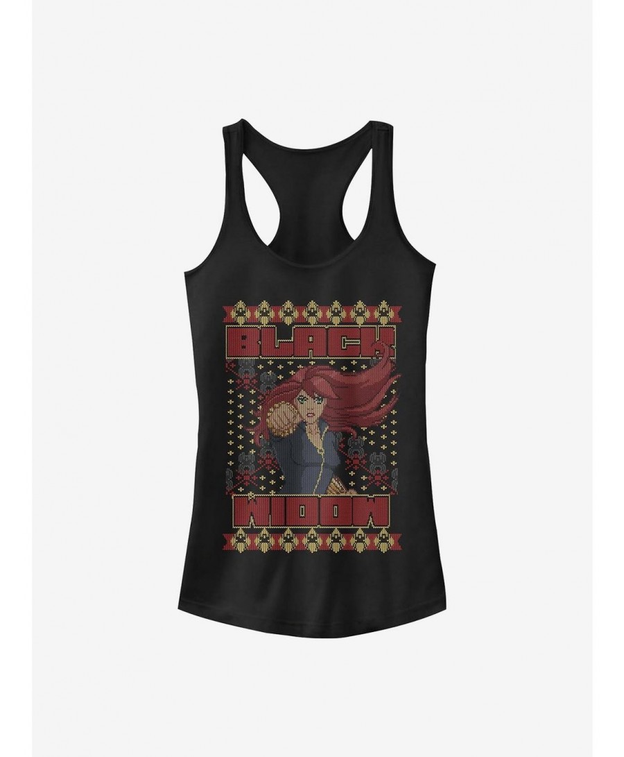 Flash Sale Marvel Black Widow Ugly Holiday Girls Tank $6.37 Tanks