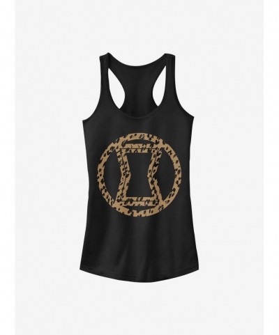 Premium Marvel Black Widow Icon Leopard Fill Girls Tank $5.98 Tanks