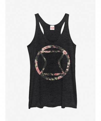 Low Price Marvel Black Widow Floral Girls Tanks $8.08 Tanks