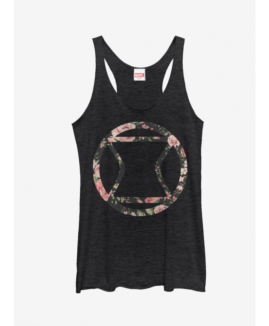 Low Price Marvel Black Widow Floral Girls Tanks $8.08 Tanks